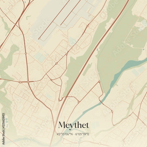 Vintage map of Meythet, France.