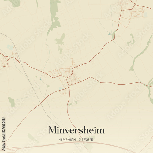 Vintage map of Minversheim, France.