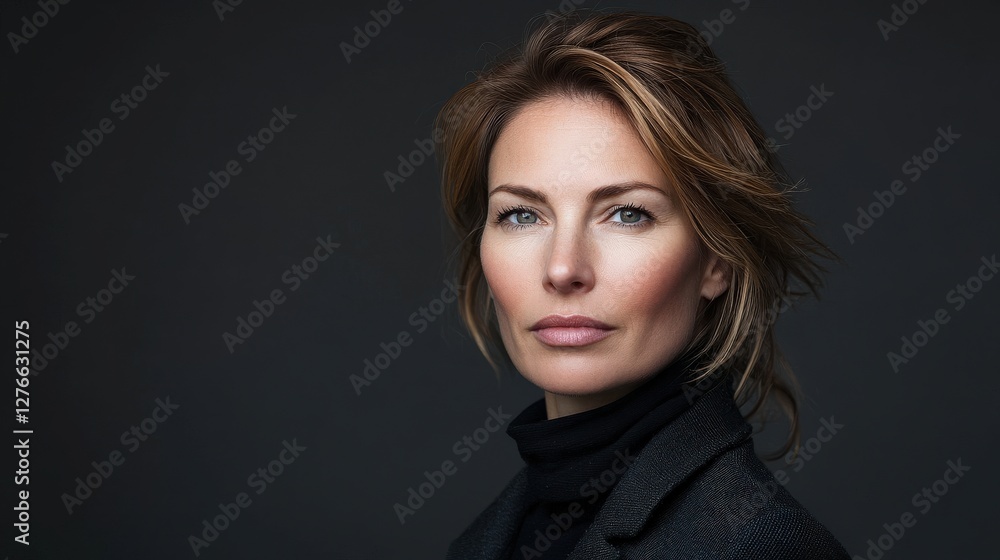 Elegant Portrait of a Confident Woman with Natural Beauty and Poised Expression Elegant Portrait of a Confident Woman with Natural Beauty and Poised Expression