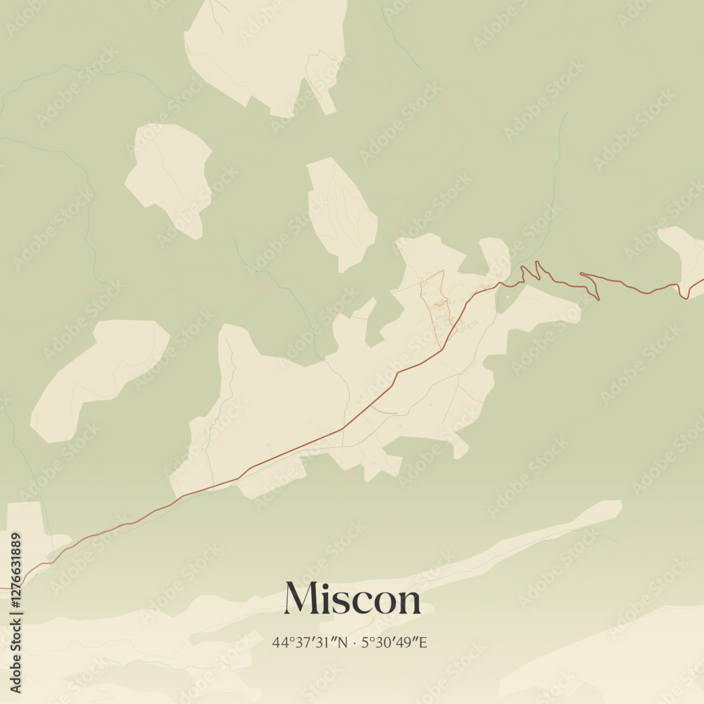Obraz premium Vintage map of Miscon, France.