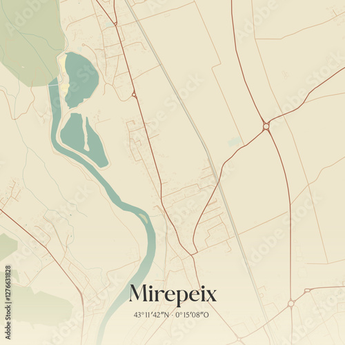 Vintage map of Mirepeix, France.
