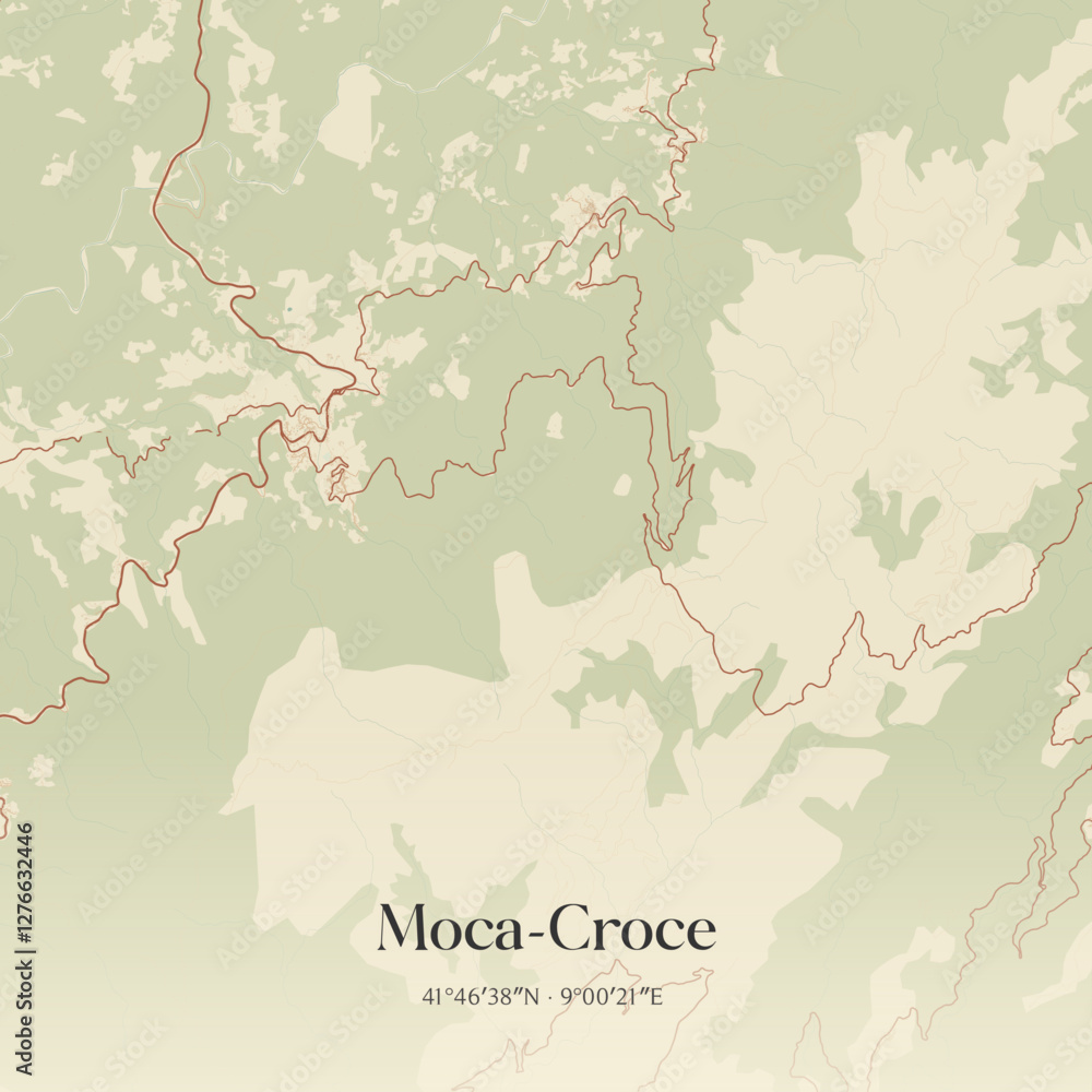 Obraz premium Vintage map of Moca-Croce, France.
