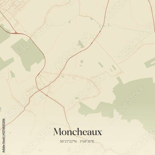 Vintage map of Moncheaux, France.