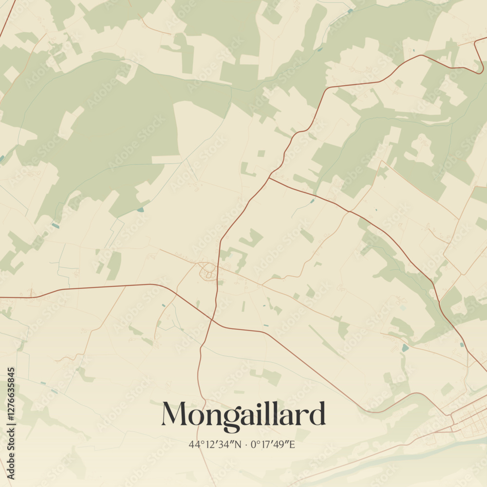 Fototapeta premium Vintage map of Mongaillard, France.