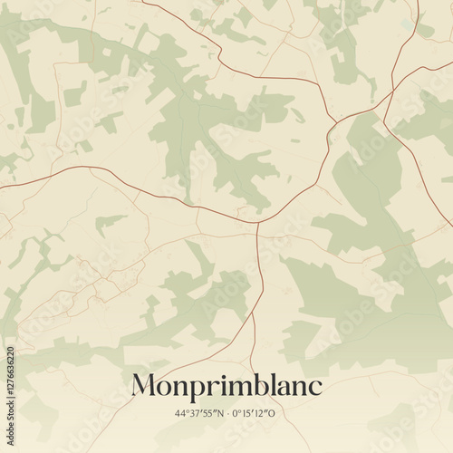 Vintage map of Monprimblanc, France.