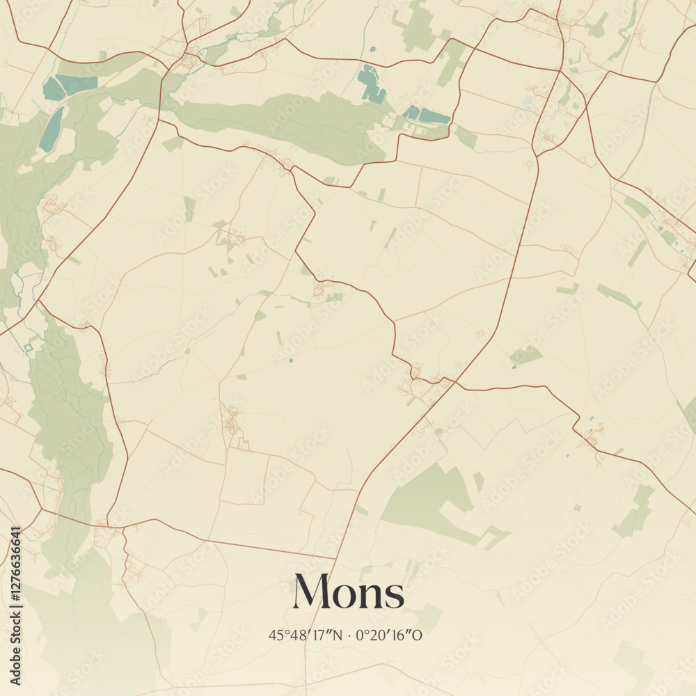 Obraz premium Vintage map of Mons, France.