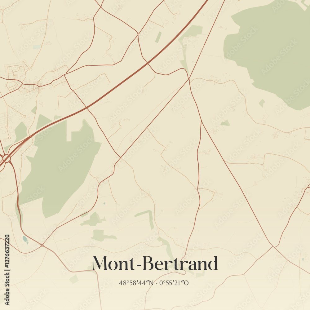 Obraz premium Vintage map of Mont-Bertrand, France.