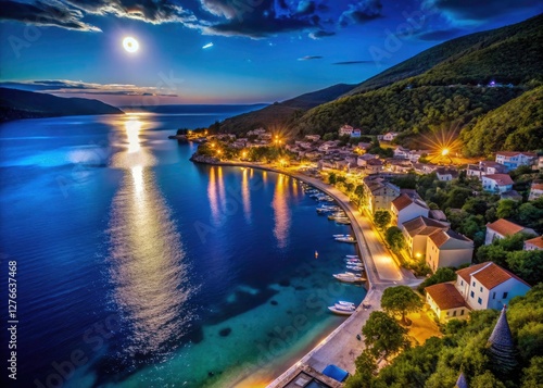 Cres Island's Beli Beach glows under the stars in this stunning aerial night shot. photo