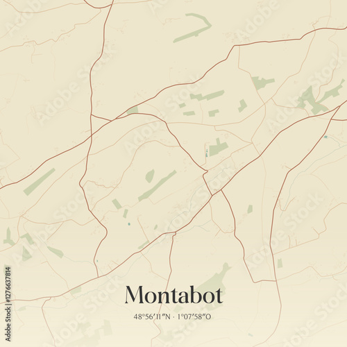 Vintage map of Montabot, France.