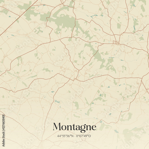 Vintage map of Montagne, France.