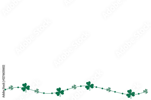 Lucky leaf clover vector border for Irish Patrick's day background. Green shamrock leaves on transparent background