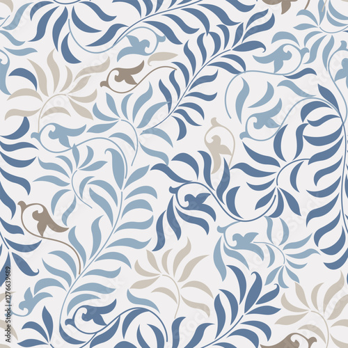 Hand drawn  floral seamless pattern. Victorian floral style. Design for fashion, textile, wallpaper, cards, wrapping paper. Vector illustration