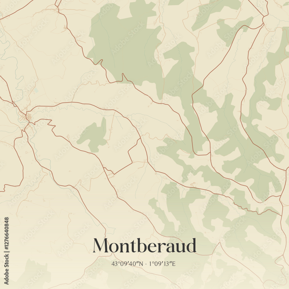 Obraz premium Vintage map of Montberaud, France.