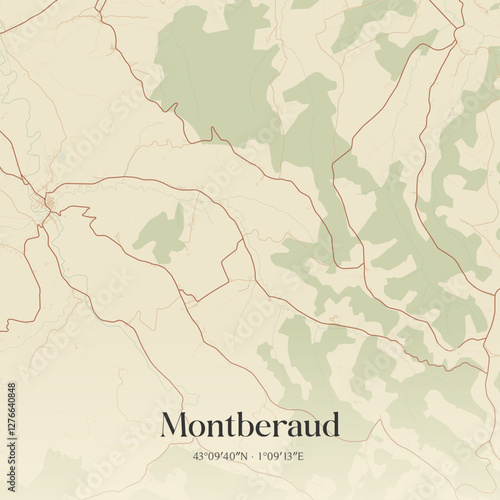 Vintage map of Montberaud, France.