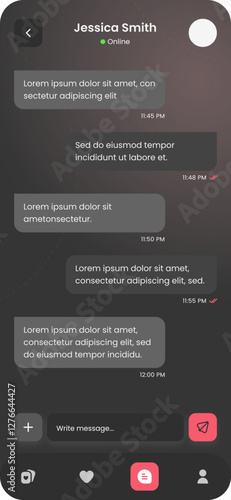 Date, Relations, Social Communication, Chat with friends & Dating Mobile App & Black Ui Kit Template