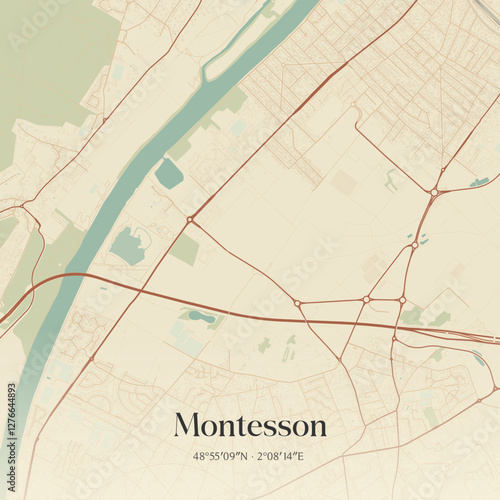 Vintage map of Montesson, France.