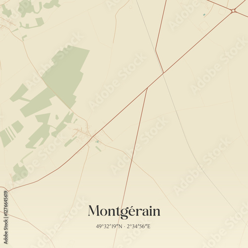 Vintage map of Montgérain, France.