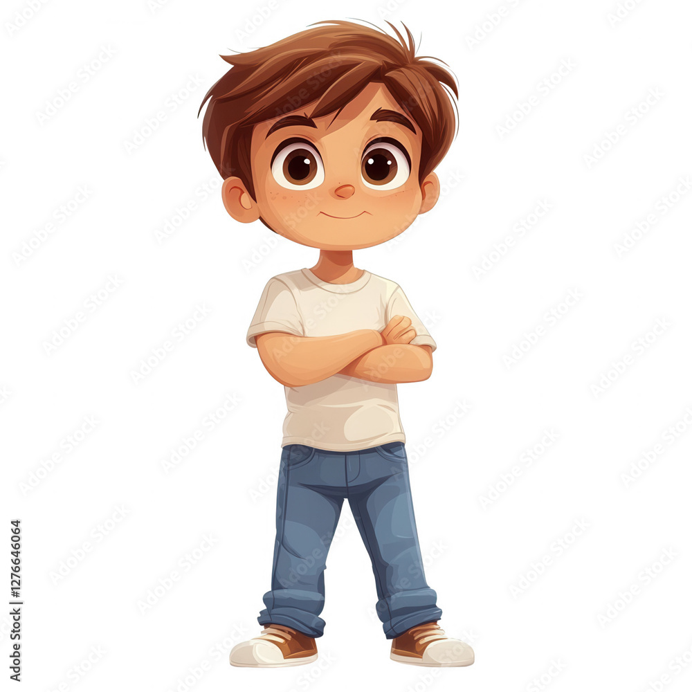 A cartoon boy is standing in front of a white background isolated on transparent background.PNG A cartoon boy is standing in front of a white background isolated on transparent background.PNG