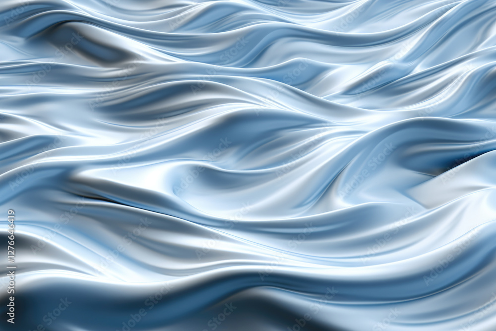 Abstract wavy blue white texture with soft folds creating a smooth, flowing appearance.