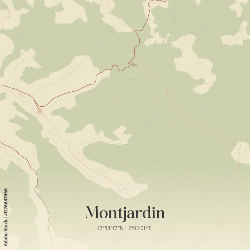 Obraz premium Vintage map of Montjardin, France.