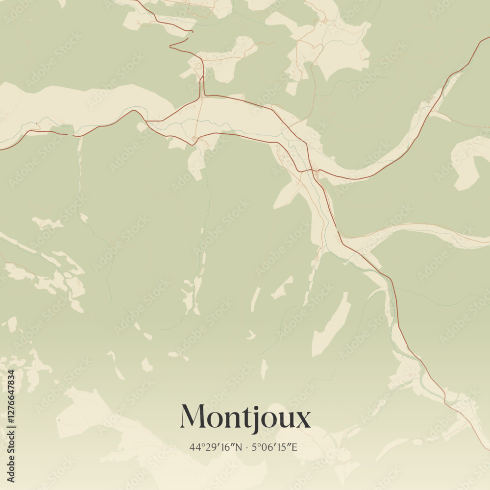 Fototapeta premium Vintage map of Montjoux, France.