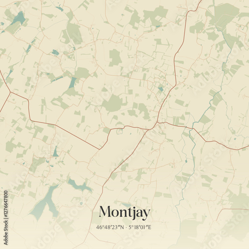 Vintage map of Montjay, France.