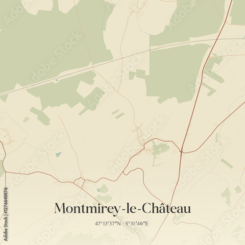 Vintage map of Montmirey-le-Château, France.