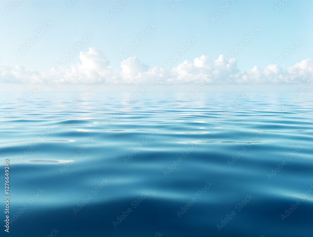 Obraz premium A serene and vast ocean with clear blue waters, calm waves, and a beautiful sky, perfect for relaxation and inspiring peaceful moments in nature