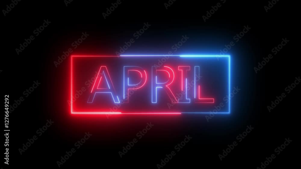 Animation of glowing neon shine month name April text icon animation. Animation of glowing neon shine month name April text icon animation.