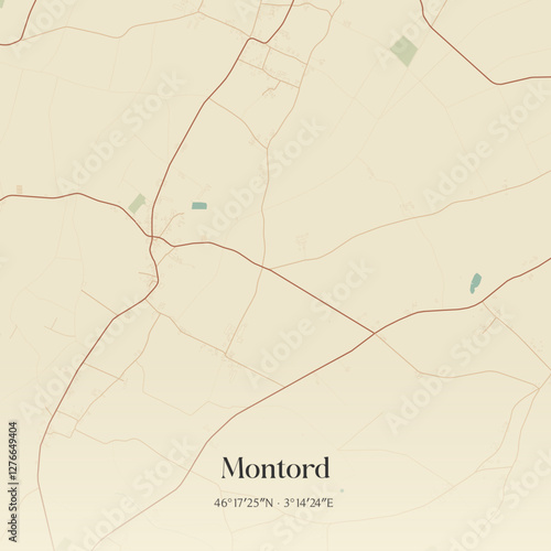 Vintage map of Montord, France.
