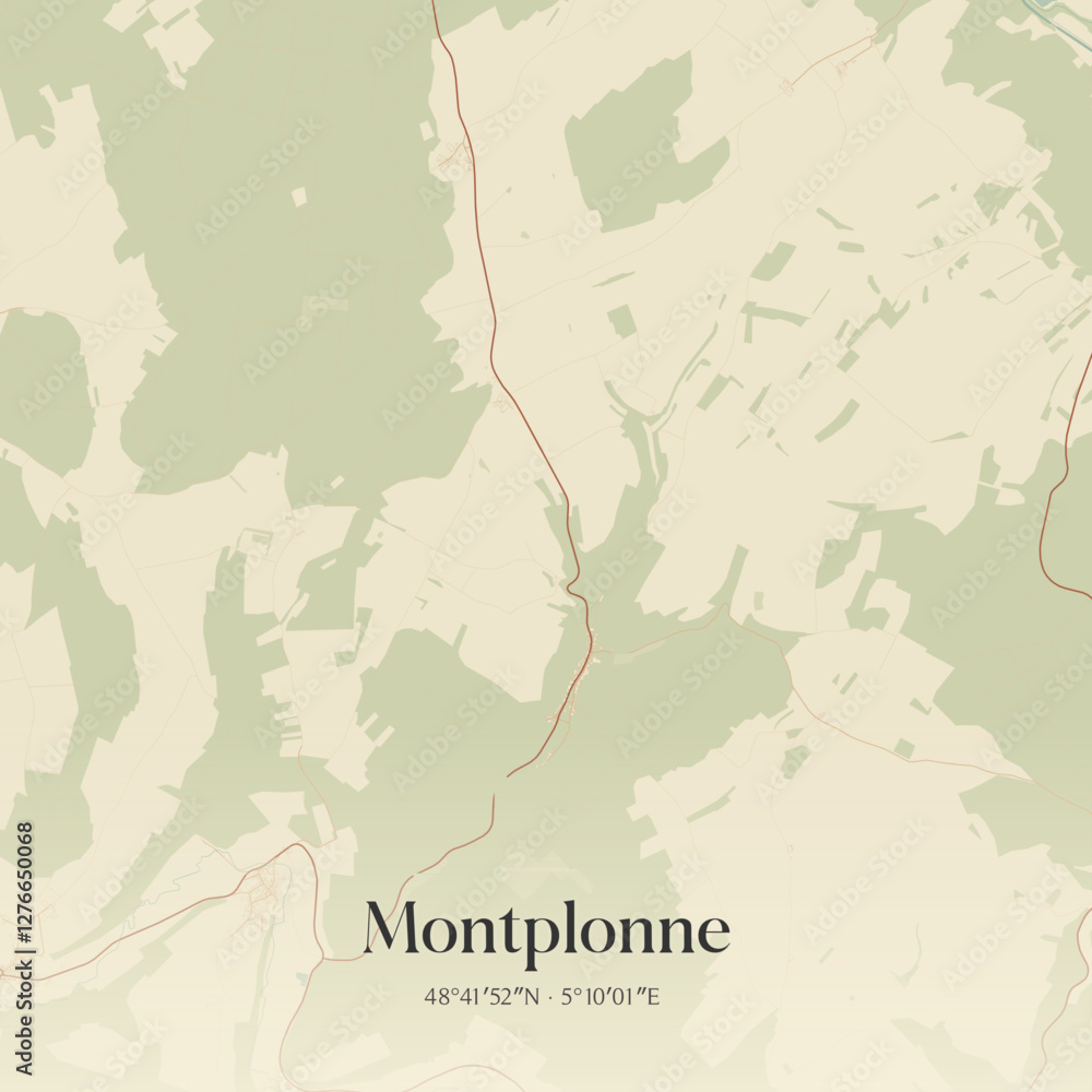 Fototapeta premium Vintage map of Montplonne, France.