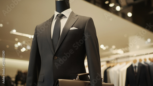 Businessman mannequin in a suit with a briefcase photo