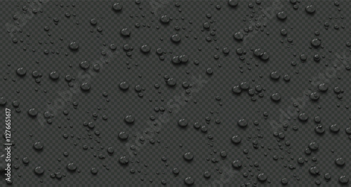 Water drops  wet surface.
Illustration of drops of condensation, dew, cosmetic gel, serum, oil droplets, skin care products, transparent liquid bubbles and shower or bathroom wall design elements. PNG
