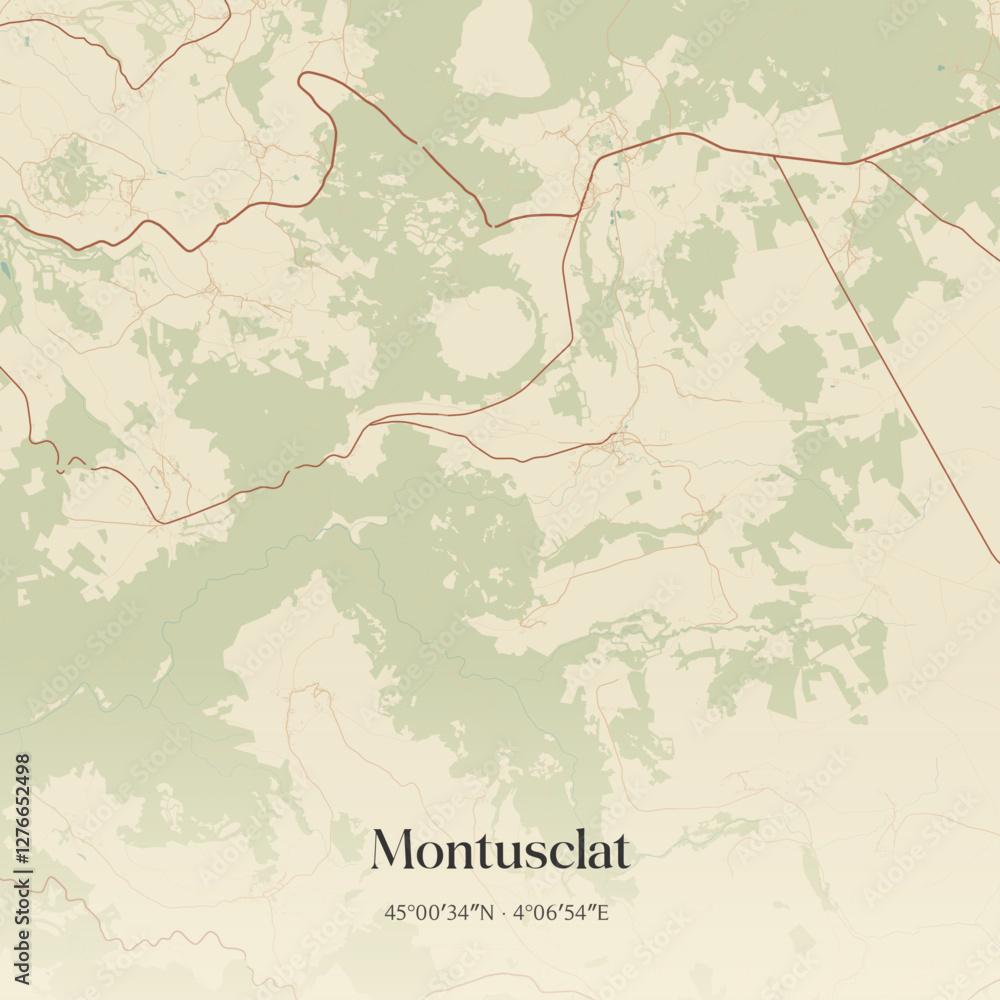 Fototapeta premium Vintage map of Montusclat, France.