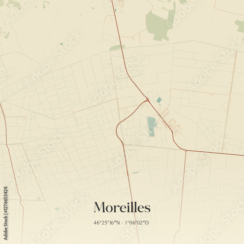 Vintage map of Moreilles, France.
