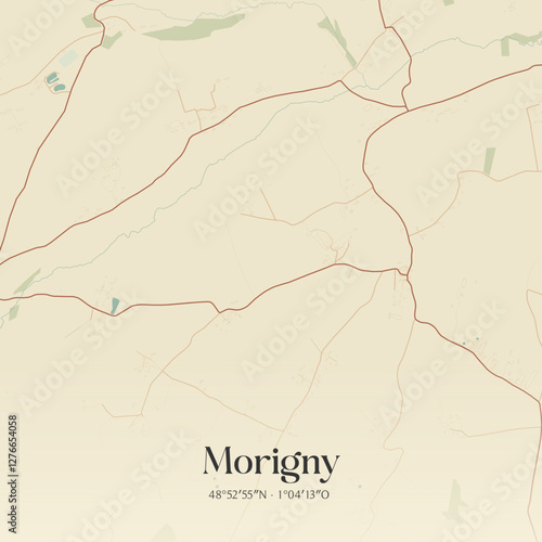 Vintage map of Morigny, France.