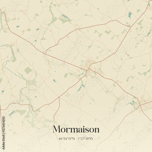 Vintage map of Mormaison, France.