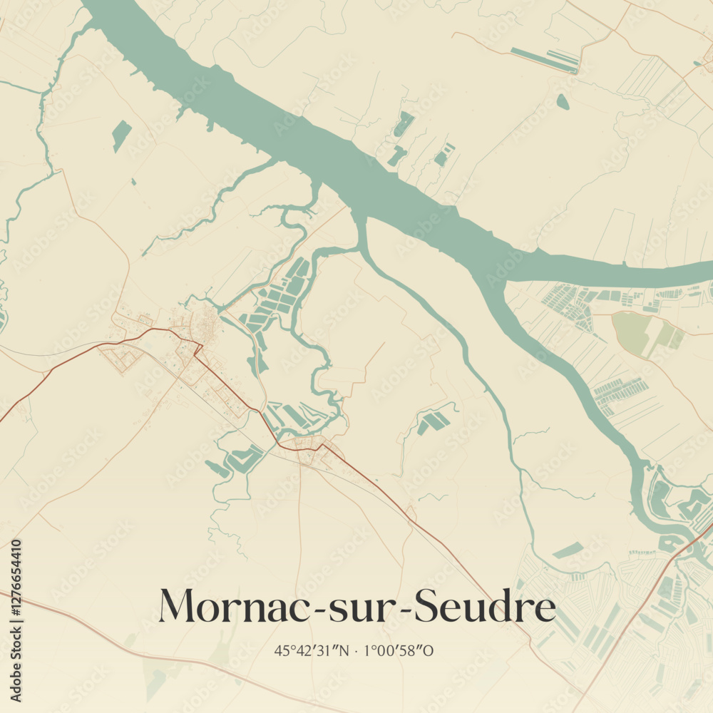 Obraz premium Vintage map of Mornac-sur-Seudre, France.
