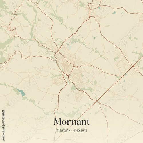 Vintage map of Mornant, France.
