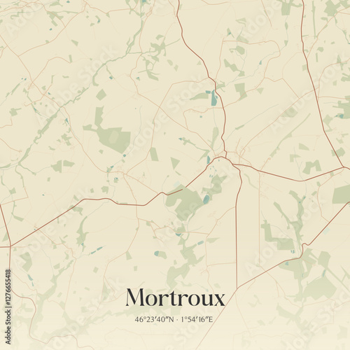 Vintage map of Mortroux, France.
