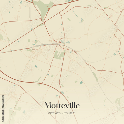 Vintage map of Motteville, France.