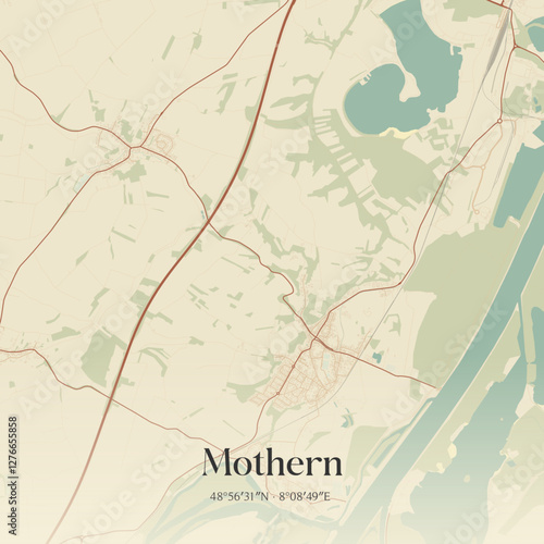 Vintage map of Mothern, France.