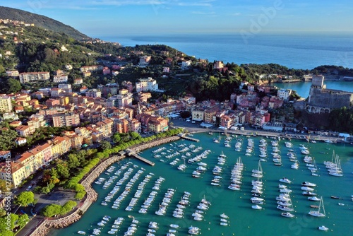 Bild auf Leinwand Aerial view of Lerici village, La Spezia province, Liguria, Italy