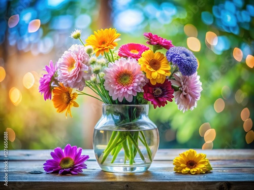 Wallpaper Mural High-DOF flower photography: glass vase, floral still life, abundant text area. Torontodigital.ca