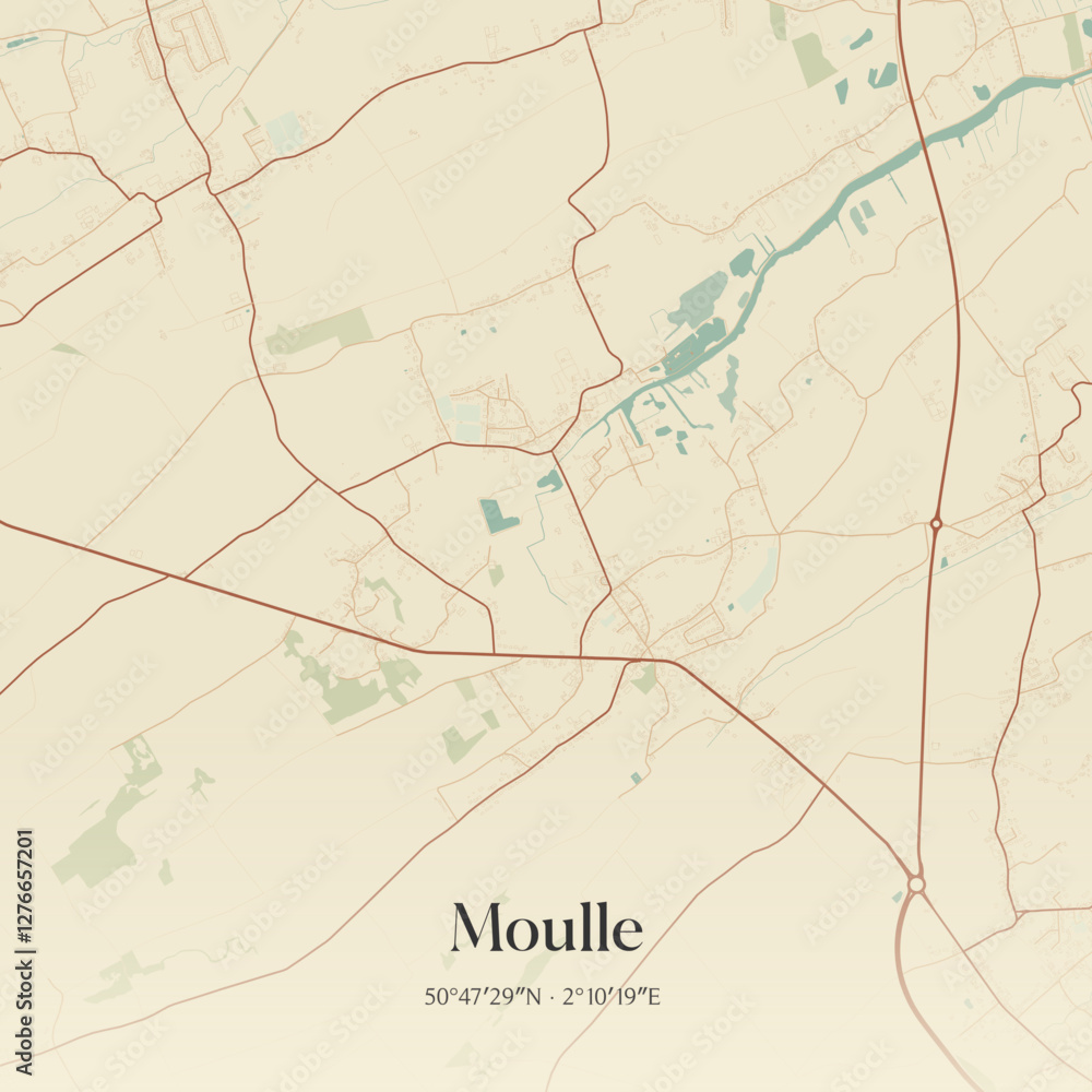 Obraz premium Vintage map of Moulle, France.
