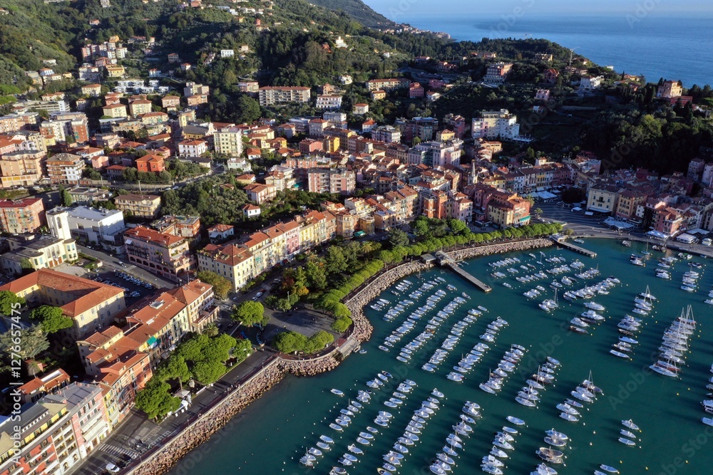 Fototapeta premium Aerial view of Lerici, La Spezia province, Liguria, Italy