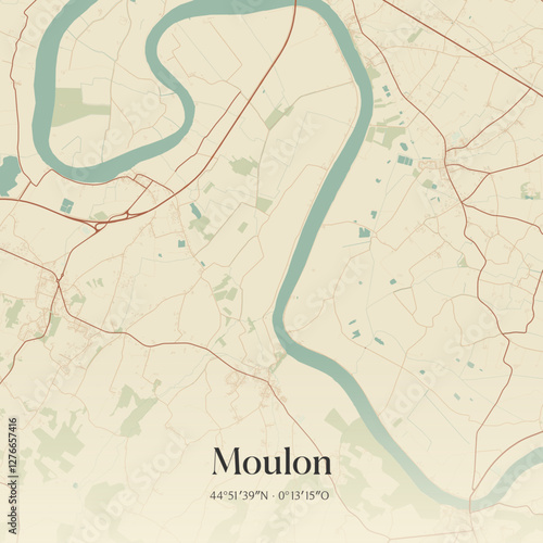 Vintage map of Moulon, France.
