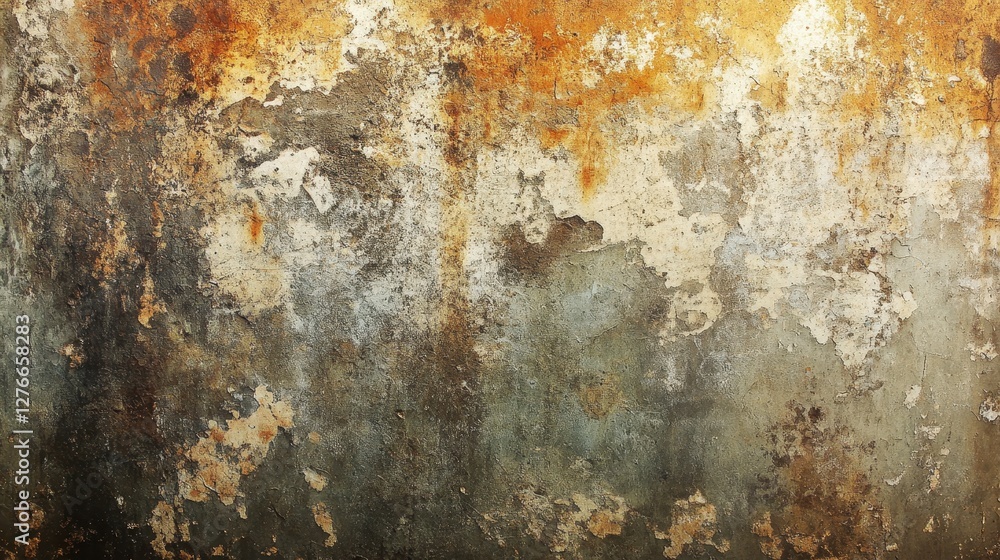 Textured rusty metal surface with peeling paint and oxidation patterns Textured rusty metal surface with peeling paint and oxidation patterns