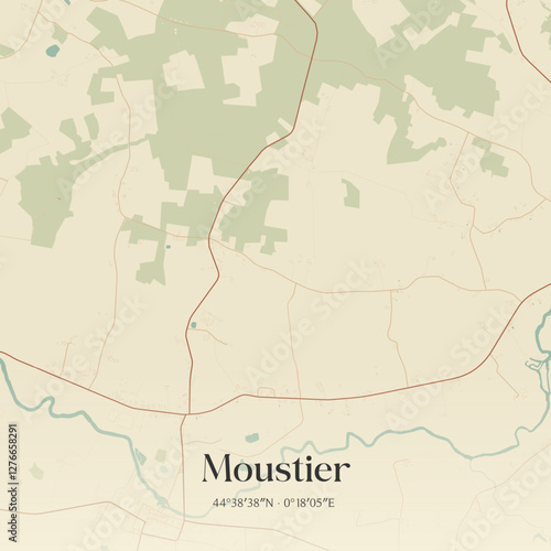 Vintage map of Moustier, France.