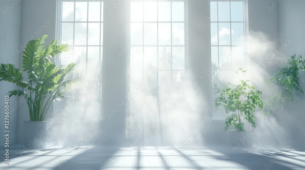 Sunlit Serenity: A Minimalist Room bathed in Morning Light Sunlit Serenity: A Minimalist Room bathed in Morning Light